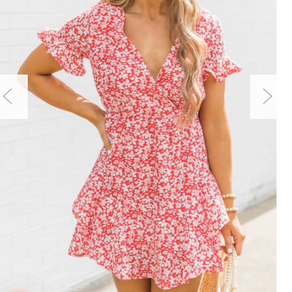 Red floral dress